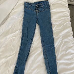 Long High Waisted Skinny Jeans